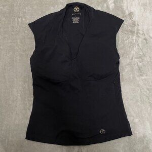 Kinflyte Unity Cap Sleeve V-Top Posture Support Performance Top Black Size XL